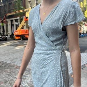 Brandy Melville Light Blue Floral Wrap Dress NWT